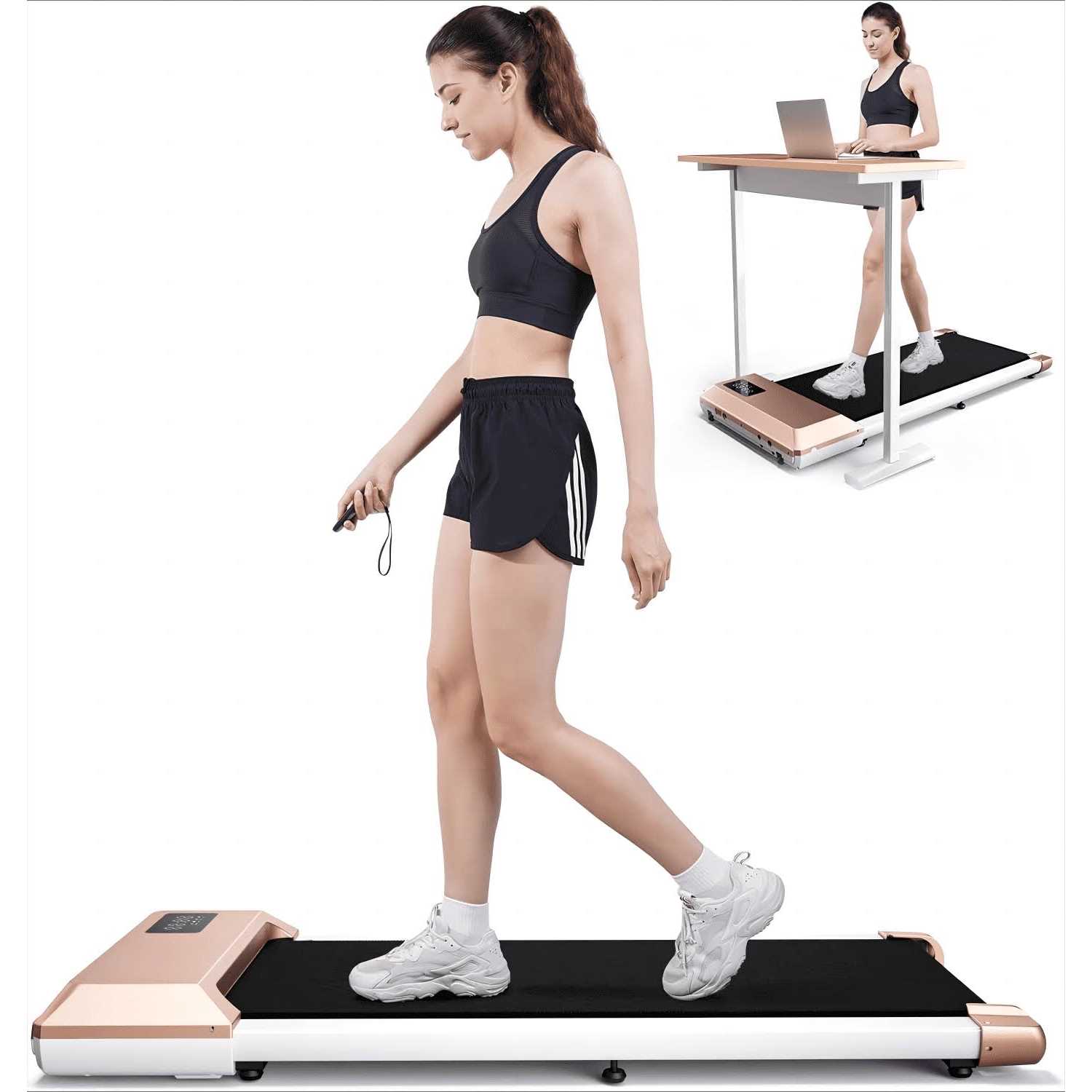 Superun Walking Pad, 2 in 1 Under Desk Treadmill, Walking Pad Treadmill 300lbs Capacity, Portable Treadmill for Home and Office