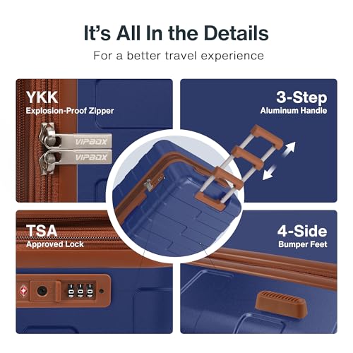 Luggage Sets 3 Piece (3-YEARS VIP SERVICE) Hardside Expandable Ultra Durable 100% PC Lightweight Carry On Travel Suitcase Set with TSA Lock Spinner