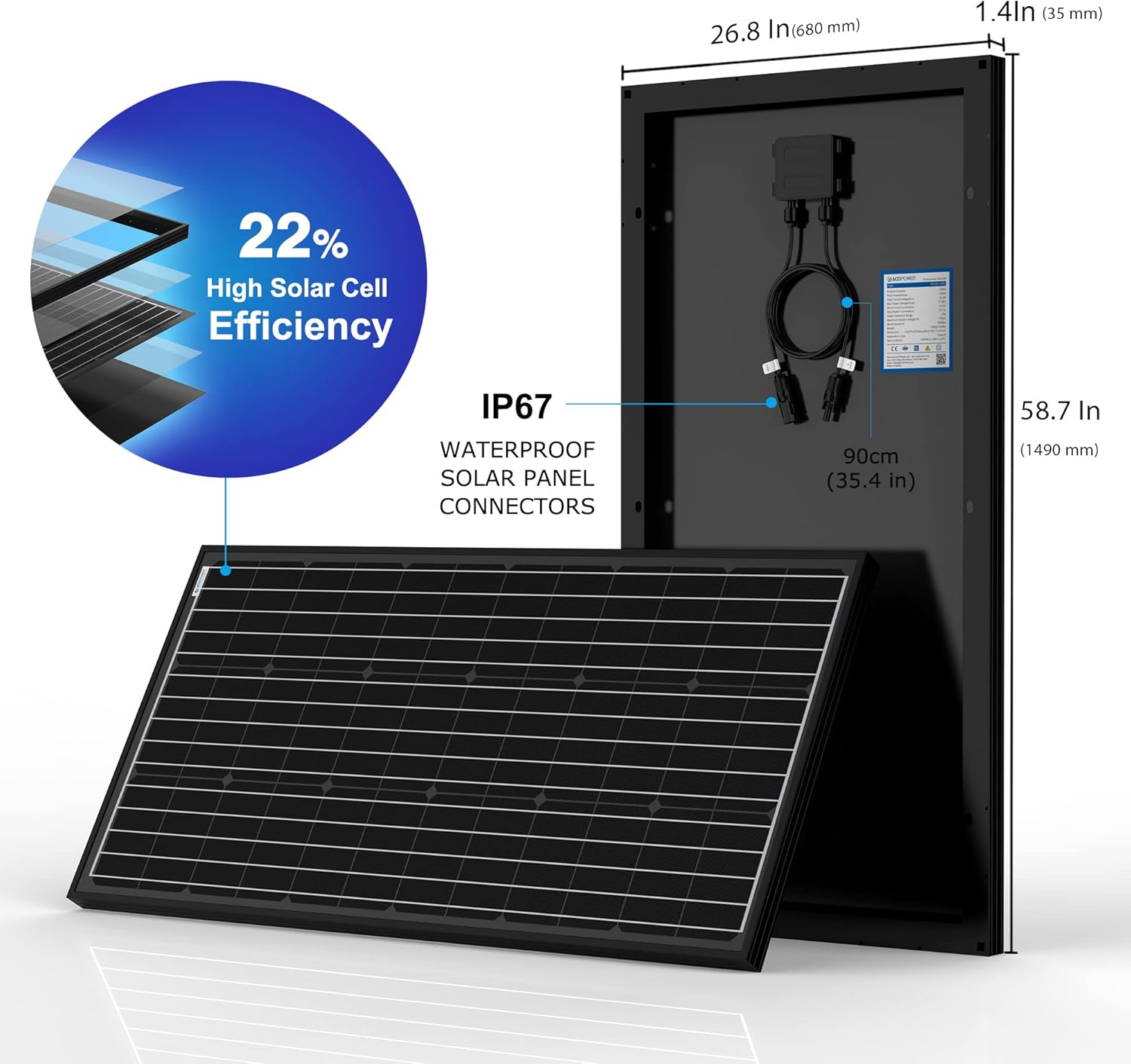 PowerECO 600 watt Solar Panels,High Efficiency Black PV Module Power 3*200W Mono RV Solar Panel for 12/24 Volt System