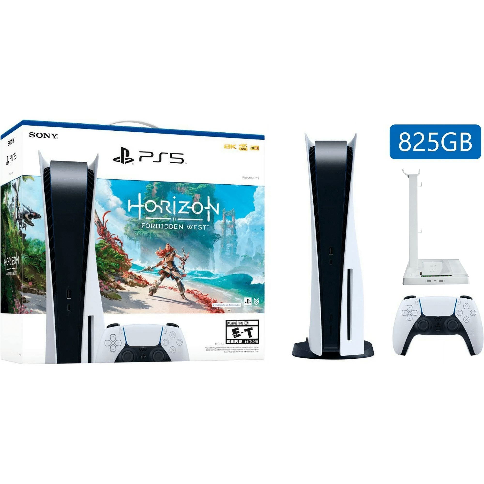 PlayStation_PS5 Video Game Console (Disc Edition) - Horizon Forbidden West Bundle - 825GB PCIe Gen 4 NVNe SSD Gaming Console