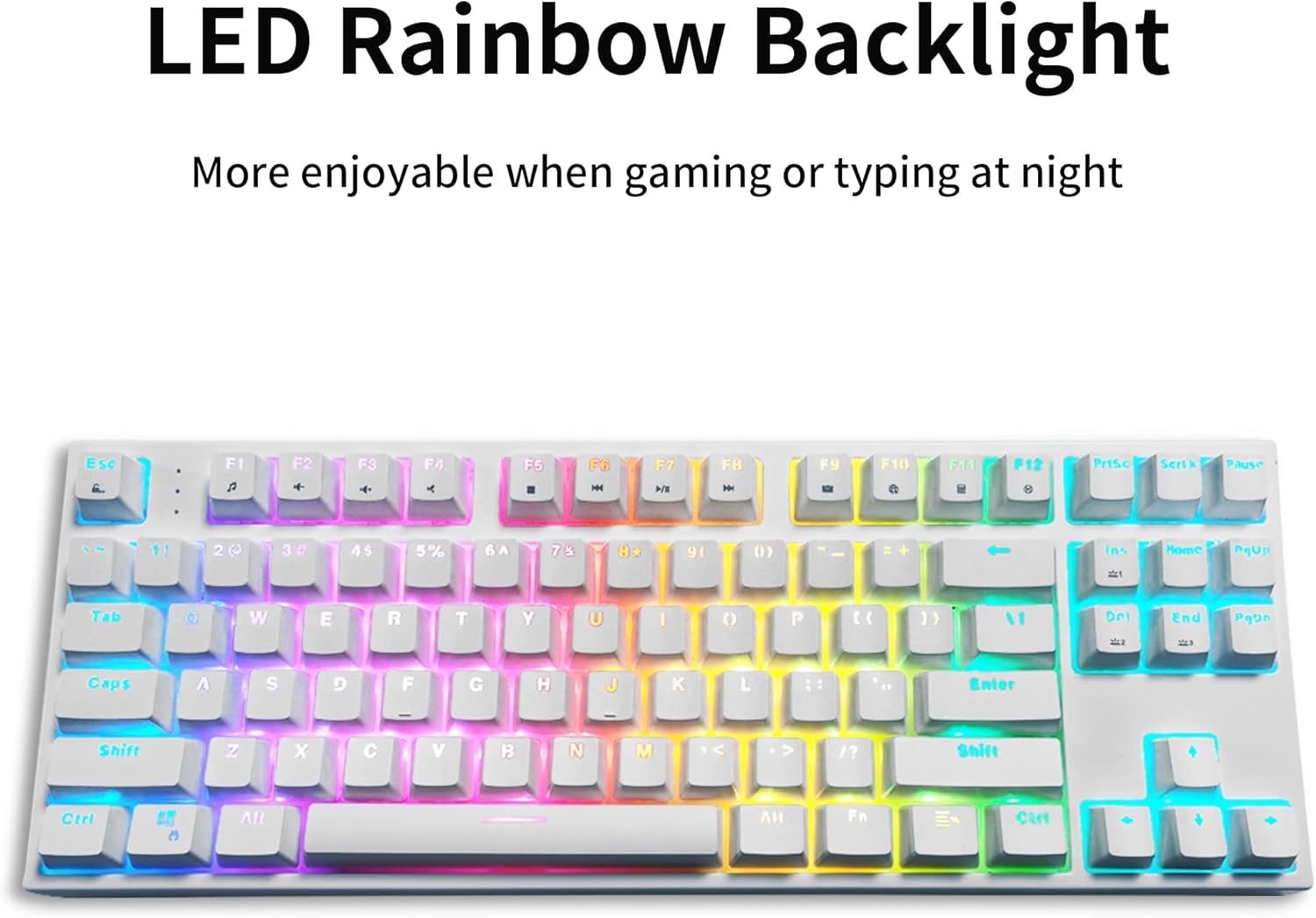 SUPUR NEWLING Wired Gaming Keyboard RGB Backlit Mechanical Keyboard TKL Red Switch USB Ergonomic PC Gaming Keyboards for Mac/Laptop Window 10