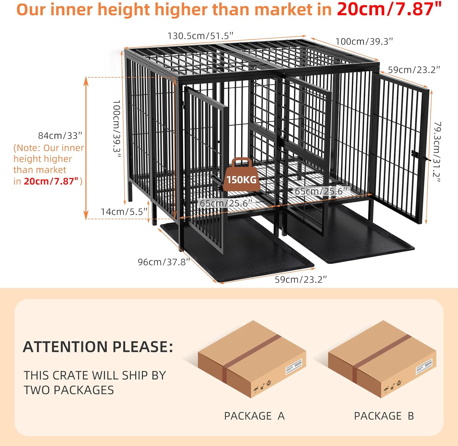 52 Inch Extra Large Huge Metal Pet Cage with Removable Divider Panel