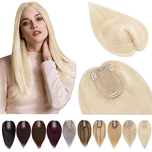 Hair Toppers for Women Real Human Hair No Bangs 7 * 13 CM Silk Base Clip In Topper Hairpieces Wiglet Top Hair Pieces for Women With Thinning Hair -18