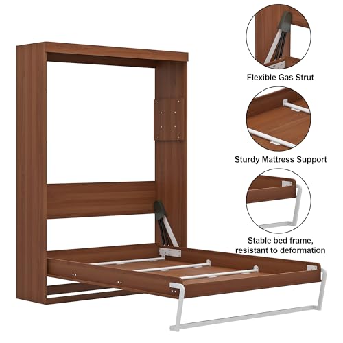 Black Wood Full Size Murphy Bed, Murphy Bed Full Space-Saving Wall Beds