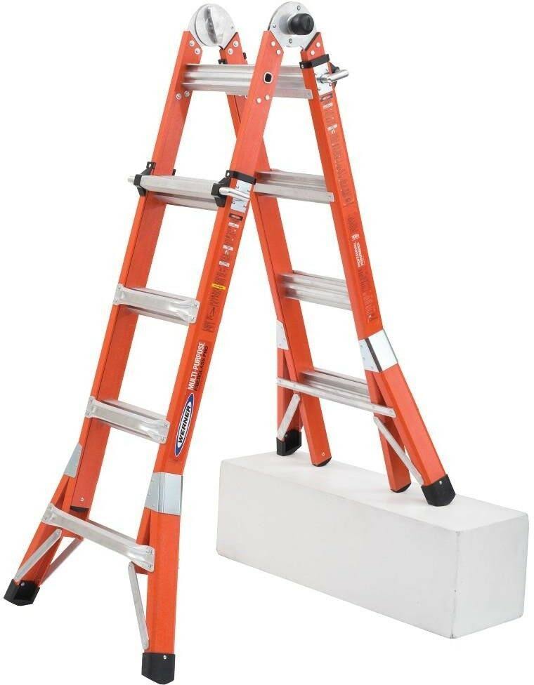Werner Multi-Position Ladder 18 ft. 300 lbs. Load Capacity Type iA Fiberglass Fmt-17