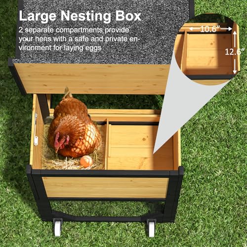 80'' Chicken Coop with Nesting Box, Outdoor Duck Coop, Chicken House for Outside, Wooden Chicken Coops with Run & Waterproof Asphalt Roof