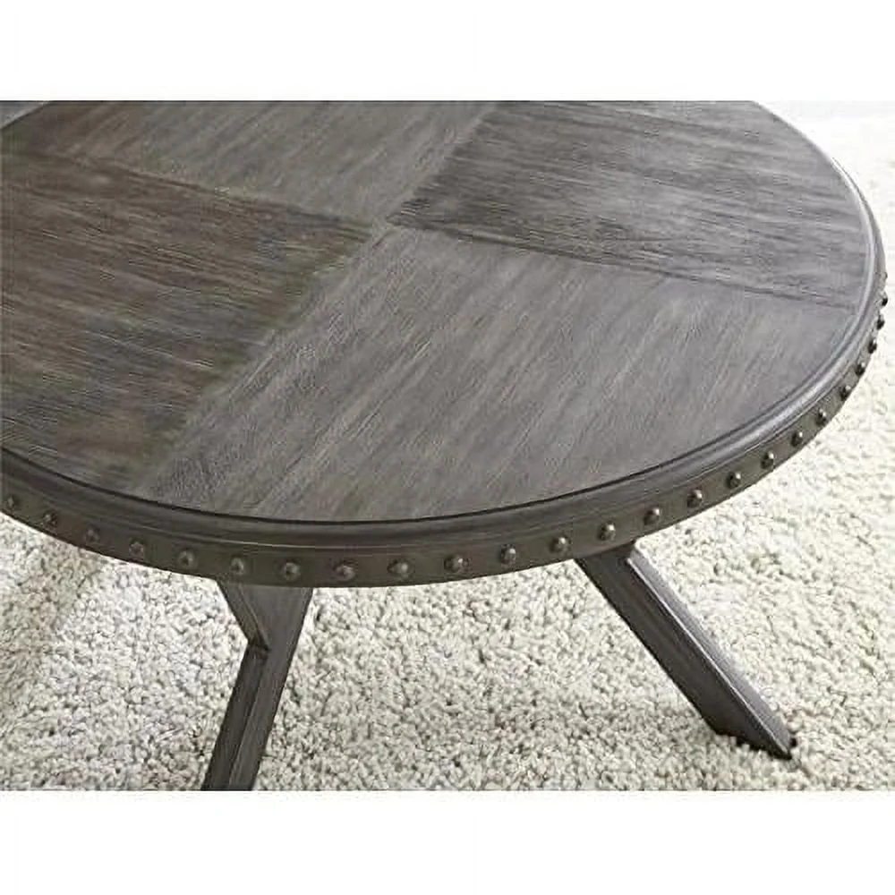 Contemporary Metal Round Coffee Table In Weathered Gray
