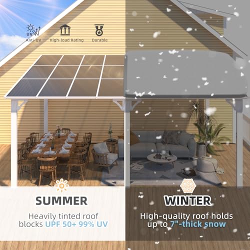 AECOJOY 10&rsquo; x 10&rsquo; Gazebo, Wall Mounted Gazebos Pergola on Clearance, Outdoor Patio Lean to Gazebo Awnings for Deck, Porch