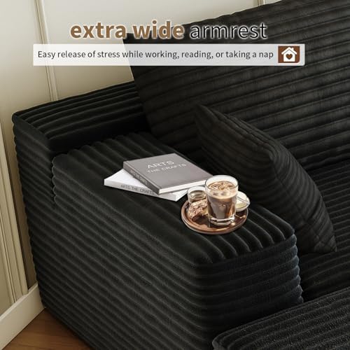 107.5" Cloud Modular Sectional Sofa with 1 Ottoman,Modern Minimalist Upholstered Couches, Comfort U Shaped Sofa for Living Room