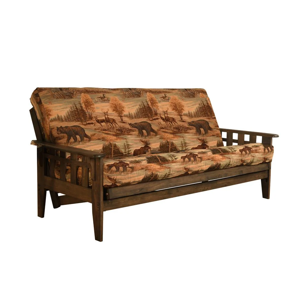 Kodiak Furniture Tucson Rustic Walnut Futon with Canadian Fabric Mattress
