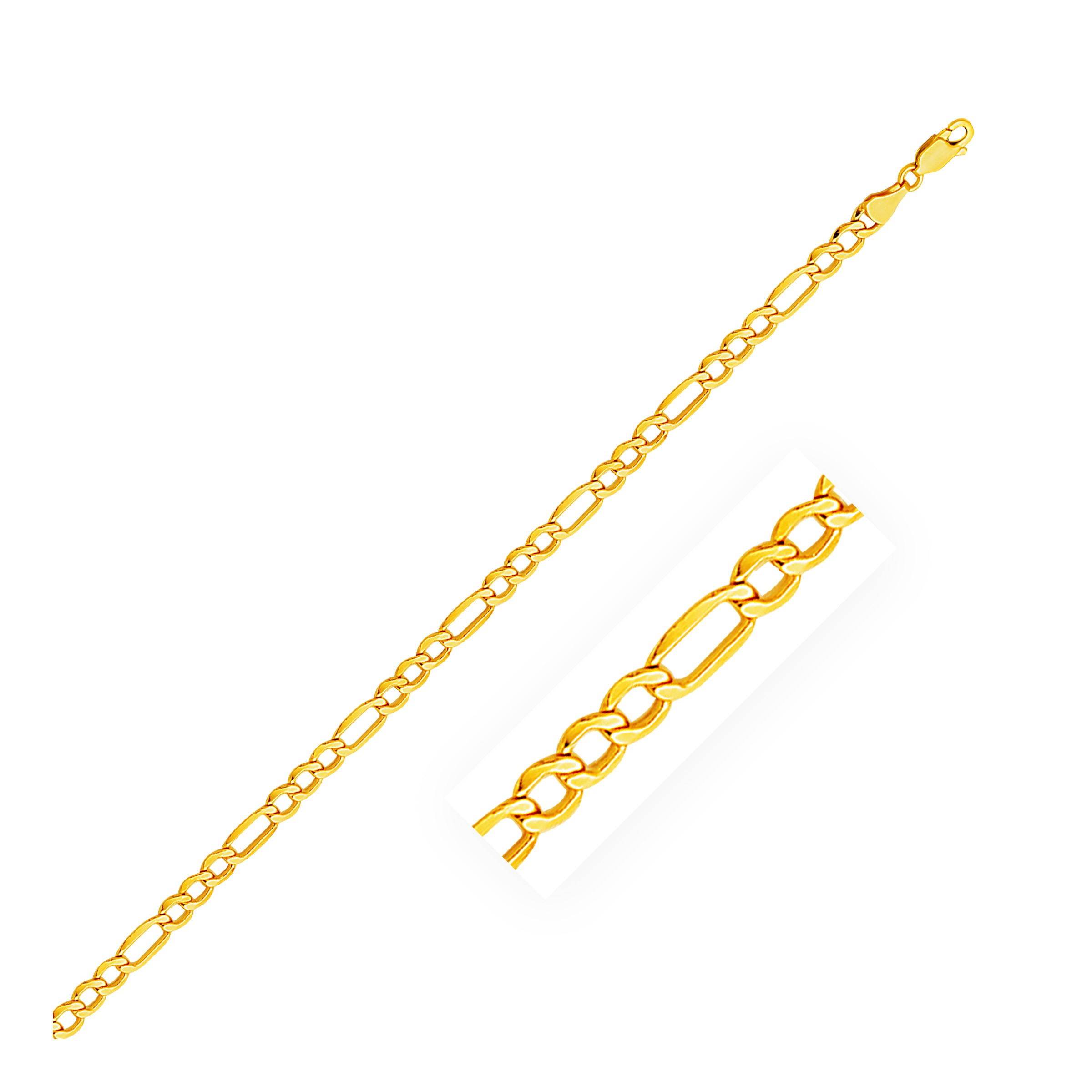 ARAIYA JEWELRY 14K Yellow Gold 4.57 mm Figaro Chain Chain 18'' for Women or Men
