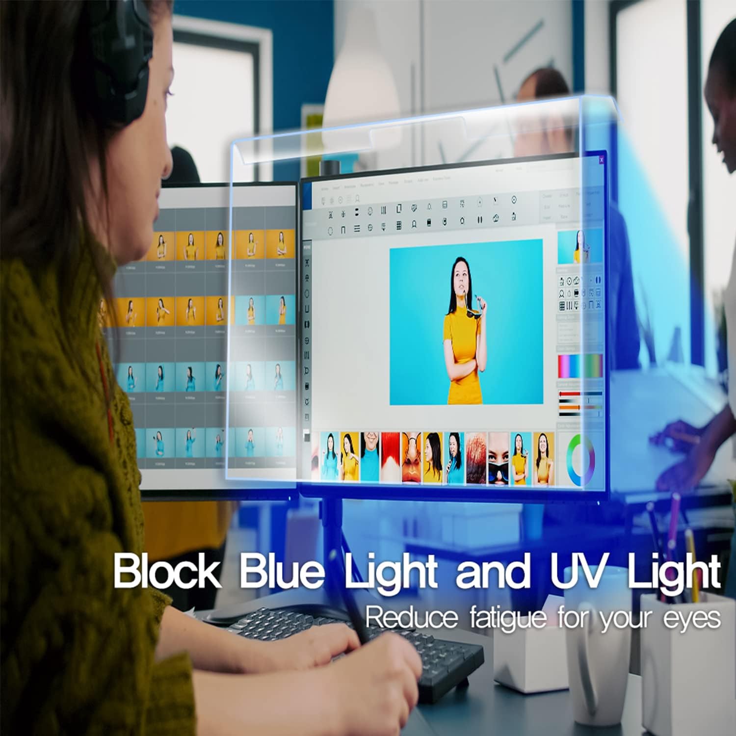 [Healing Shield] Anti Blue Light Screen Guard for Desktop, Monitor Screen Protector for Eyes, Blocking Blue Light and UV for Eye Protection