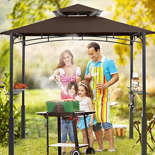 ABCCANOPY 8x5 Grill Gazebo - Outdoor BBQ Canopy Shelter with Led Light for Patio Backyard Grilling (Dark Gray)