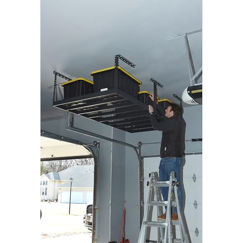 Klutch Gladiator Overhead Garage Storage Rack &mdash; Adjustable Height, 96in.L x 48in.D x 23&ndash;37in.H