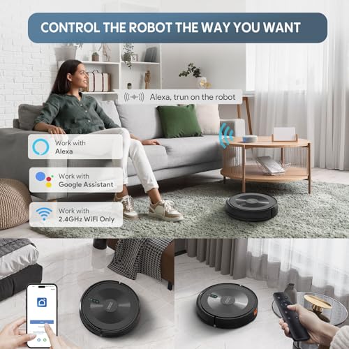 Robot Vacuum and Mop Combo: Robotic Vacuums 120 Mins Runtime & Alexa/APP Remote Control & Schedule Cleaning & Self-Charging