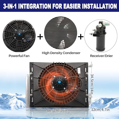 10K BTU Universal Under Dash Air Conditioner, Automotive 12V DC A/C Unit System, 12 Volt Underdash AC Kit with 20CC Inverter Compressor & Condenser