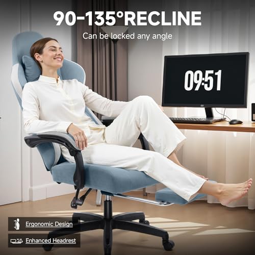 GTPLAYER Office Chair, Gaming Computer Desk Fabric Chair with Footrest