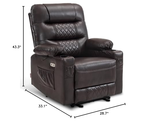 MCombo Zero Gravity Power Recliner Chair with Heat and Vibration Massage, Reclining Chair with USB Ports, Cup Holders for Living Room