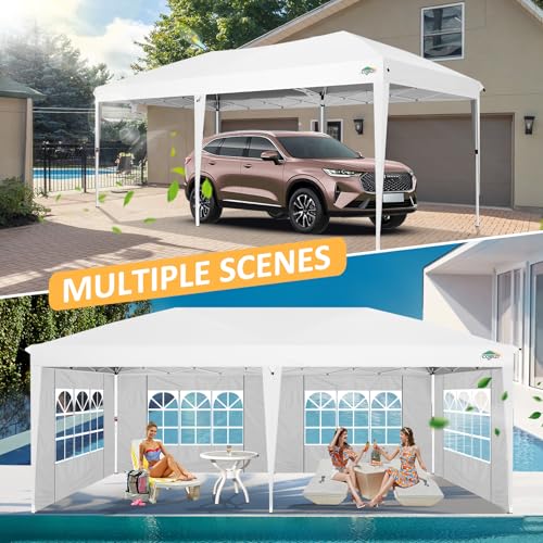 COBIZI 10x10 Pop up Canopy Tent Protable Canopy Tent with 4 Sidewalls Waterproof Commercial Instant Shelter for Parties, Wedding