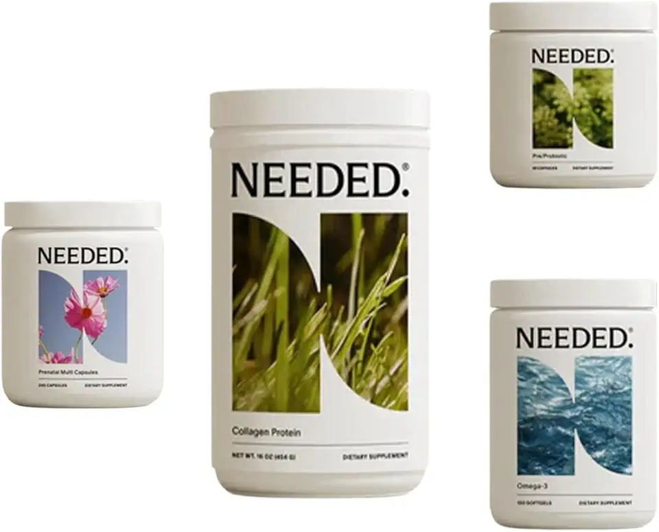 Needed. Prenatal Complete Wellness Bundle – Multivitamin, Omega-3, Collagen & Prebiotic-Probiotic for Pregnancy, Breastfeeding