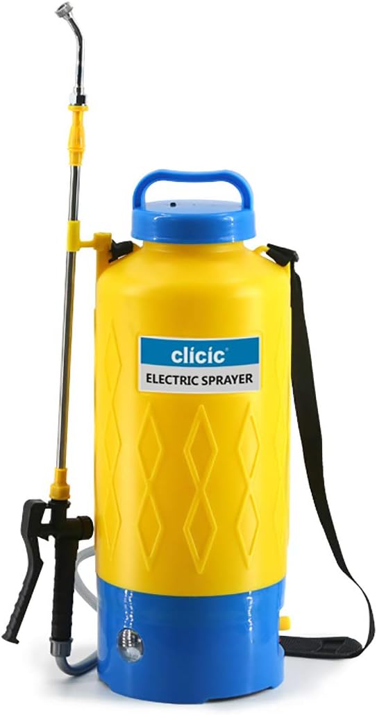 CLICIC 1.3 Gallon Portable Battery Powered Sprayer with Long-Life Battery for Gardens, Cleaning Cars and Wall, Includes Adjustable Shoulder Strap