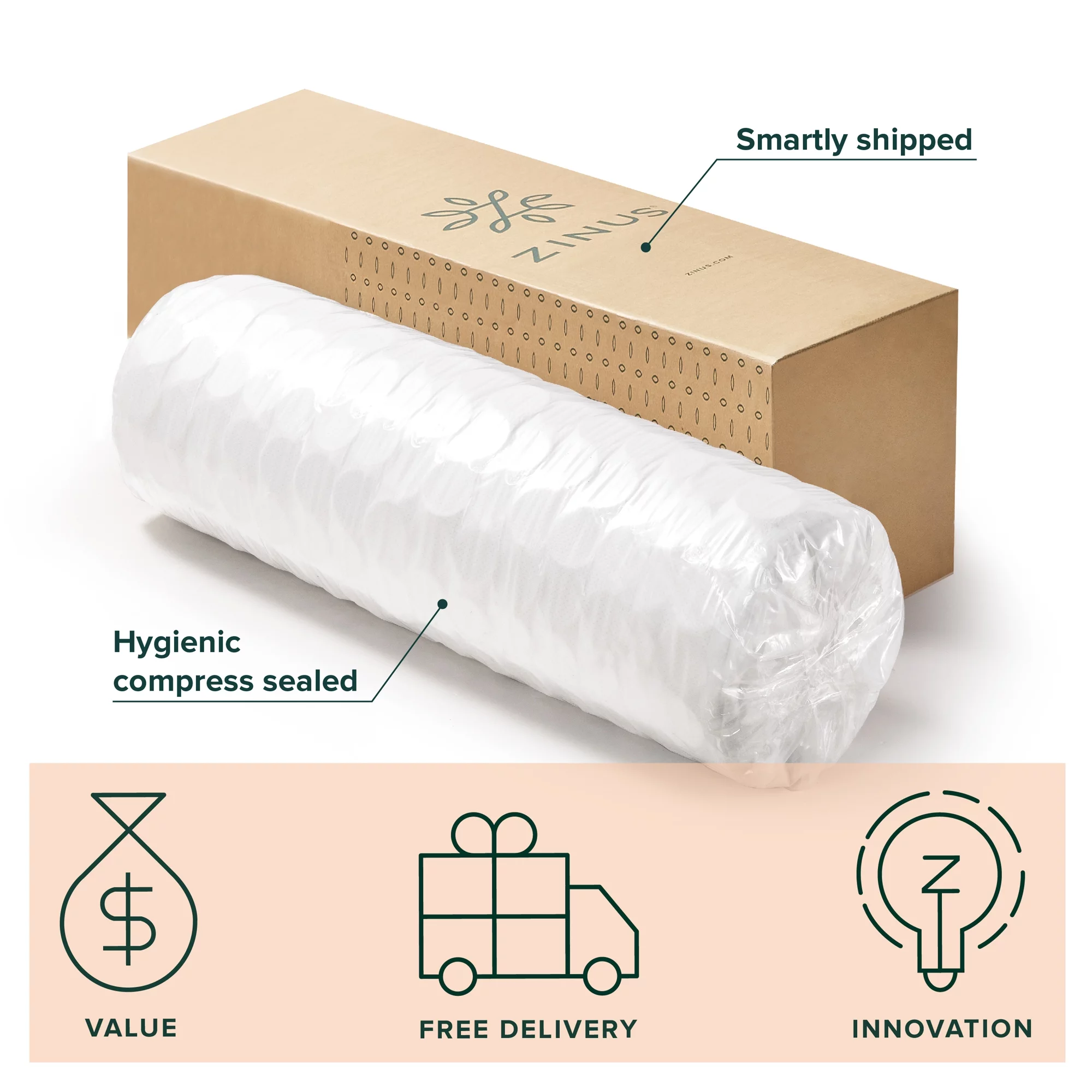 Zinus Support Plus 12" Comfort Foam and Pocket Spring Hybrid Mattress, Queen