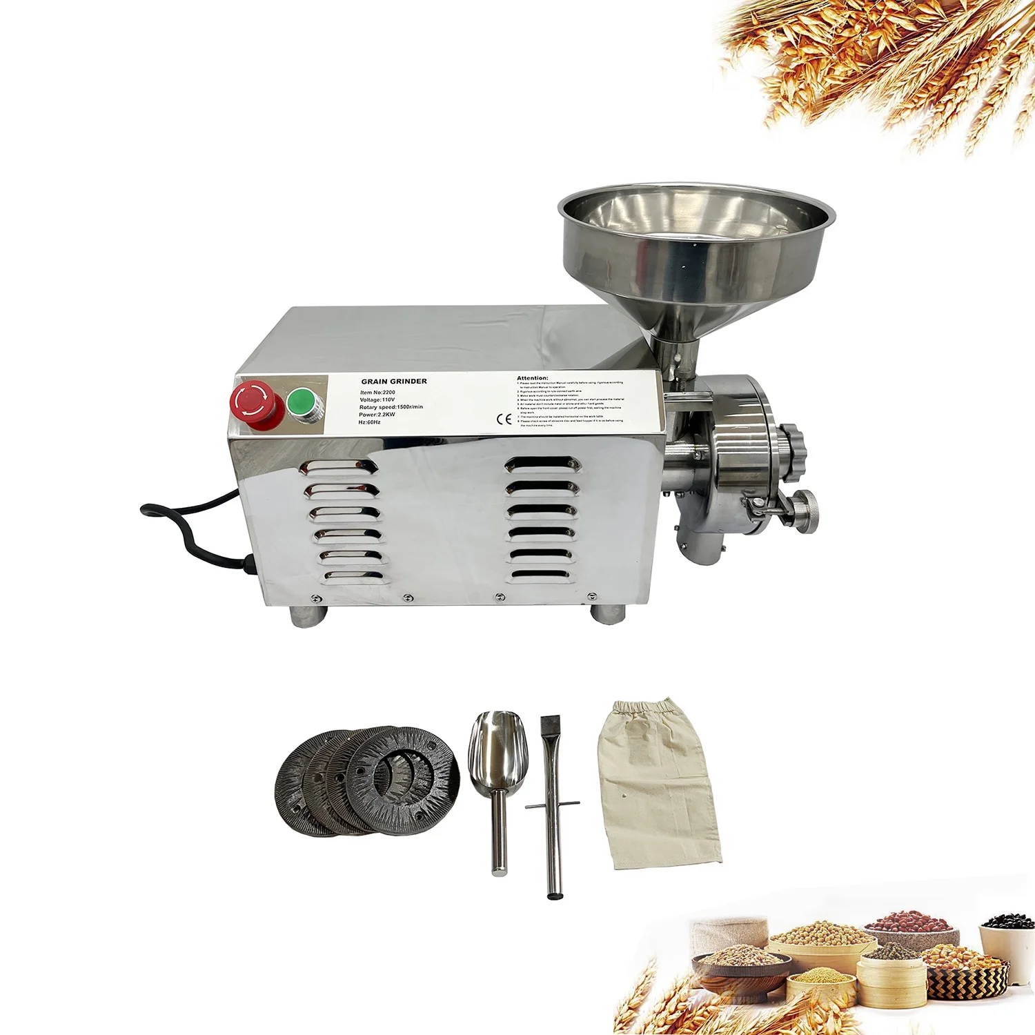 INTSUPERMAI Electric Mini Flour Mill Grain Spices Grinding Machine