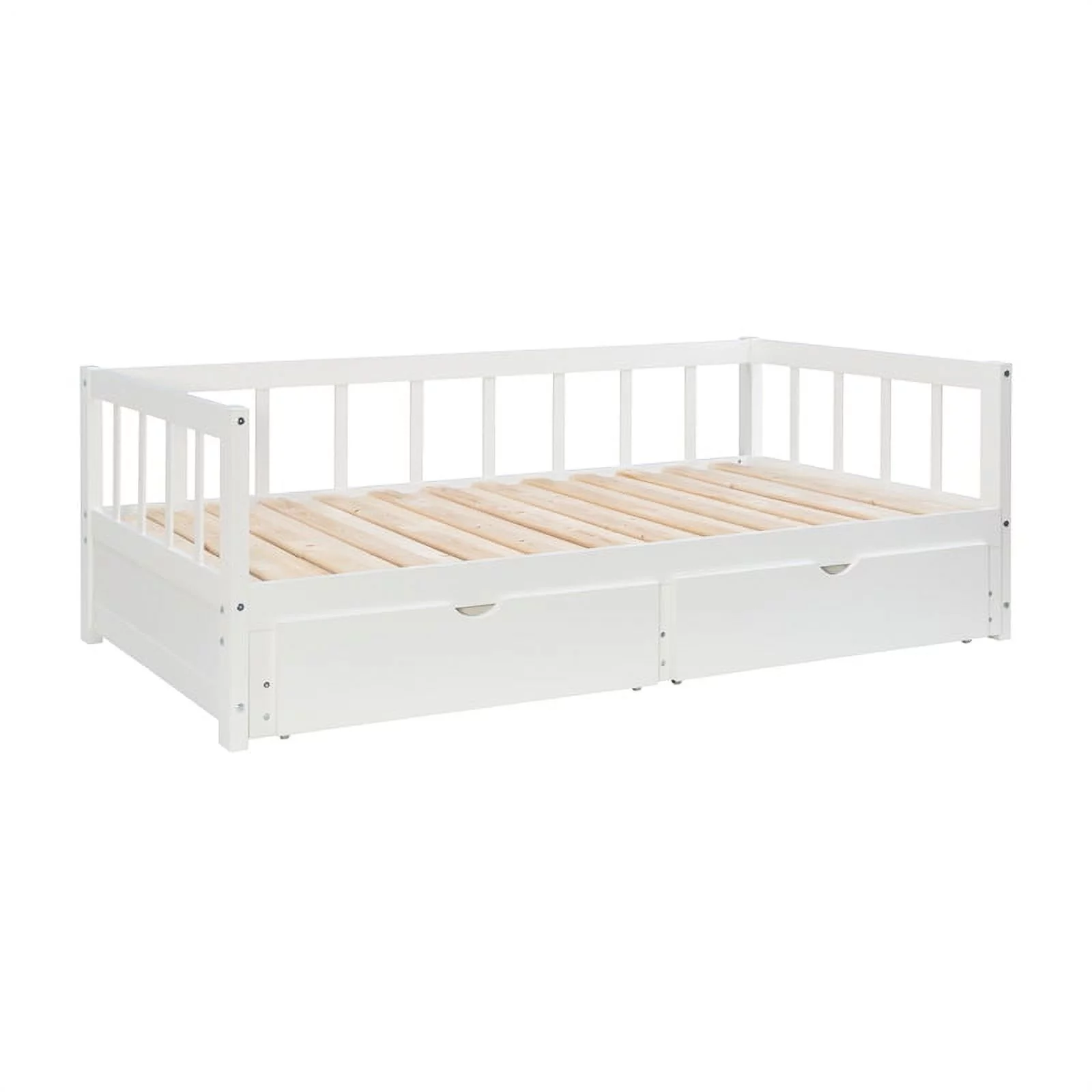Linon Macey Wood Storage Trundle Daybed in White