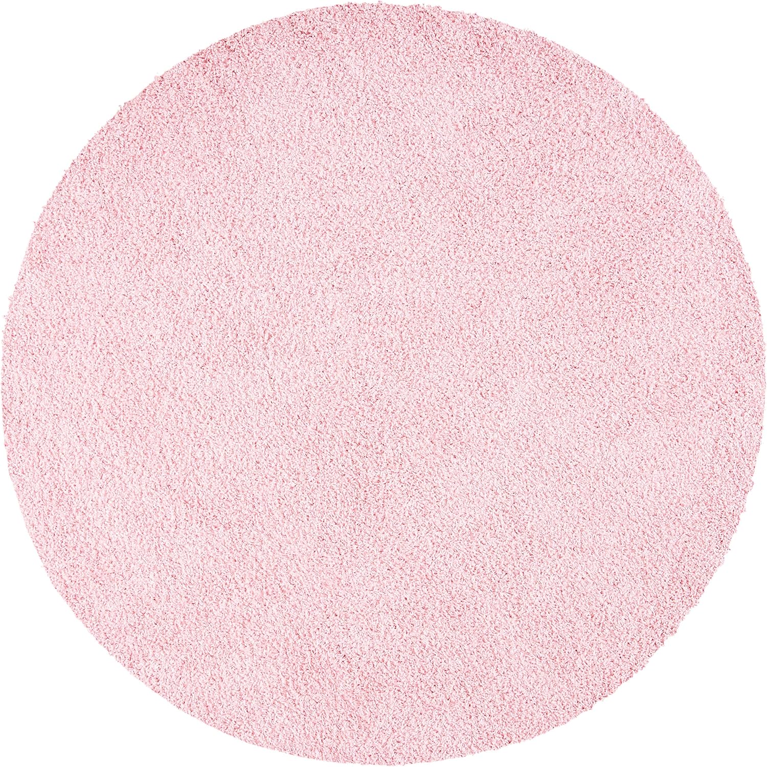 SAFAVIEH Primo Shag Collection Area Rug - 4' Round, Light Pink, Solid Design, Non-Shedding & Easy Care