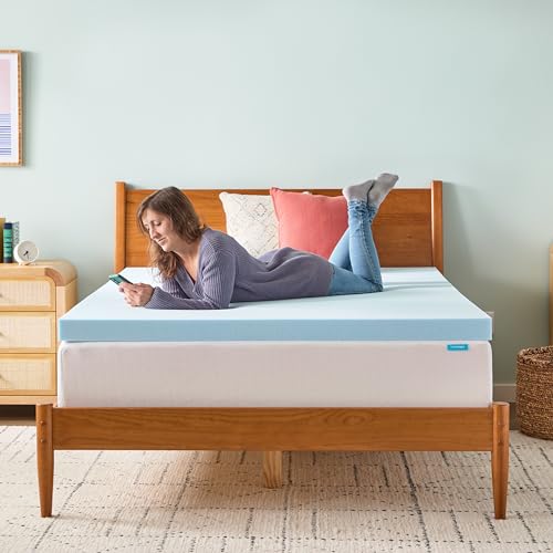 LINENSPA Memory Foam Mattress Topper - 2 Inch Gel Infused Memory Foam - Plush Feel - Cooling and Pressure Relieving - CertiPUR Certified