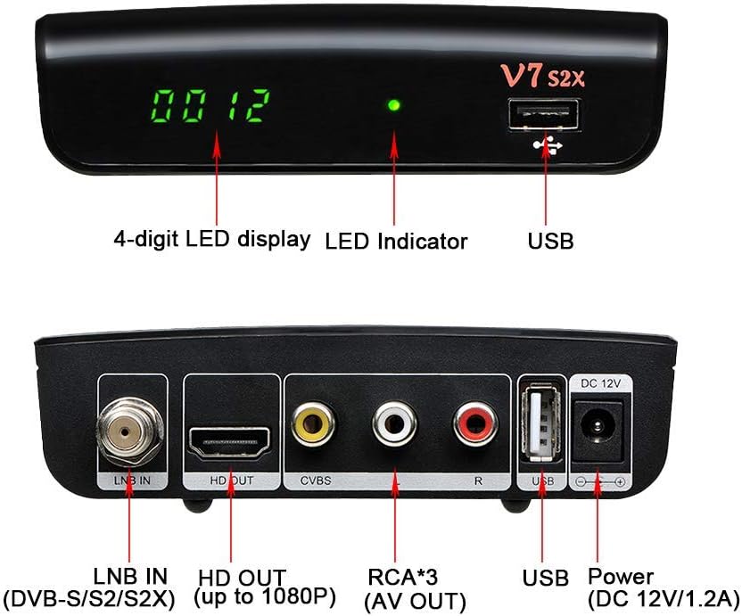 [2021 Newest] vlogdeals GTMEDIA V7S2X HD 1080P FTA DVB-S2X H.265 HEVC 8bit Free to air Digital Satellite TV Receiver with USB WiFi Antenna Support
