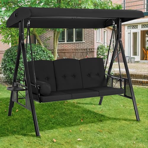 U-MAX Porch Swing Chair with Adjustable Backrest&Canopy