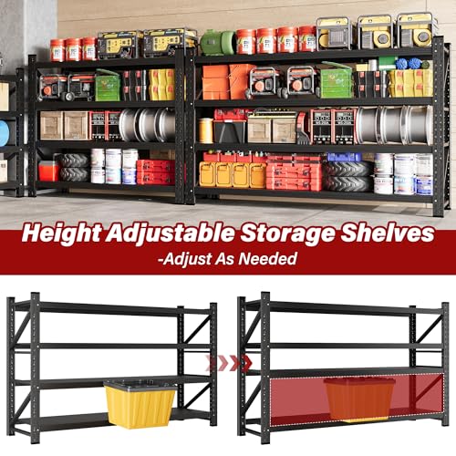 5000LBS Heavy Duty Garage Shelving Units,71.3" Wide & Deep Storage Shelves,Metal Garage Shelves,Large Storage Rack,Steel Shelf