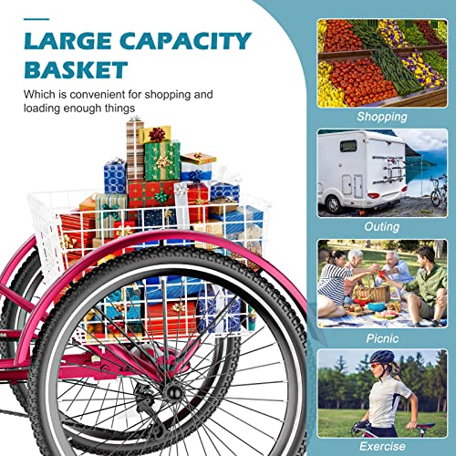 Adult Tricycles, 7 Speed Adult Trikes 20/24/26 inch 3 Wheel Bikes, Cruise Bike with Basket for Seniors, Women, Men for Recreation, Shopping, Exercise