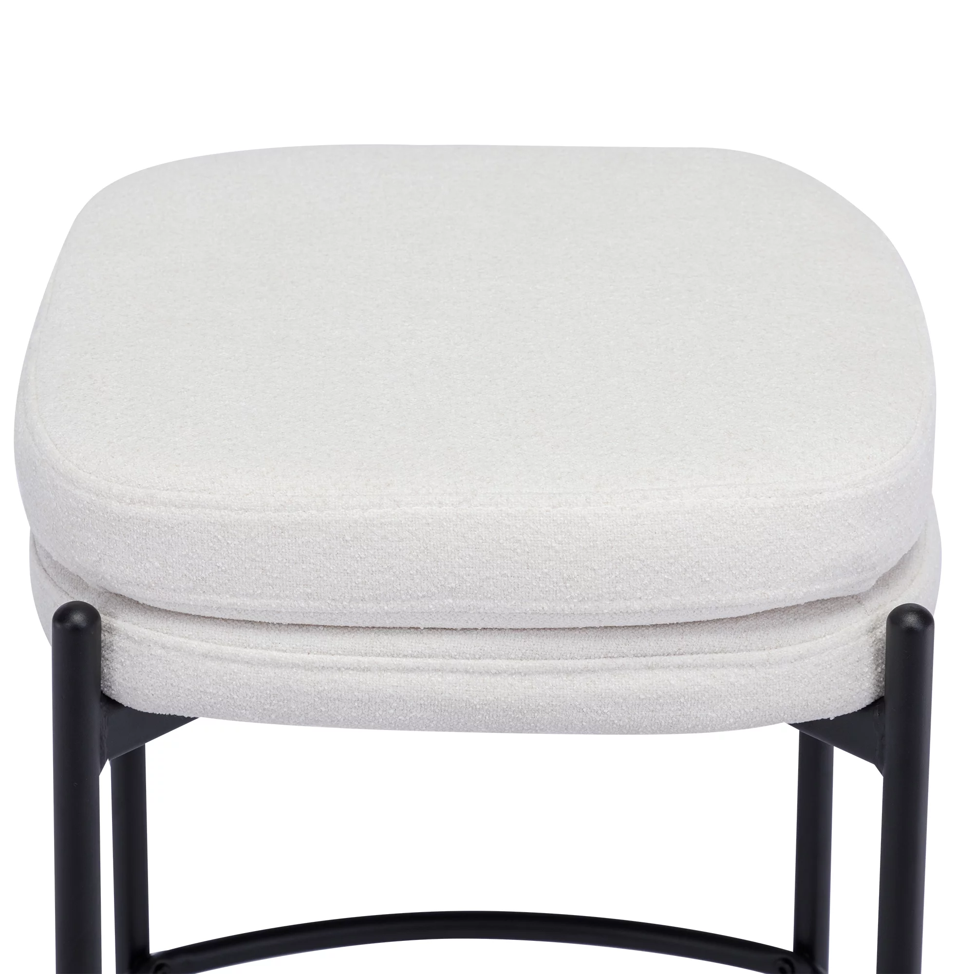Duhome Boucle Fabric Bar Stools Set of 2 Modern Barstools Counter Stools 26" Stools for Kitchen Island Backless Bar Chairs, Cream White