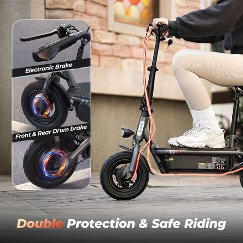 iScooter Electric Scooter with Seat, 37/21 Miles Long Range & 28/19/15.6 MPH Top Speed, 14"/12"/10" Pneumatic Tire