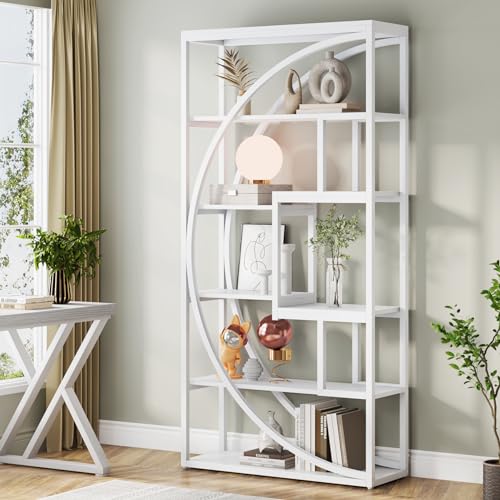 Tribesigns Bookshelf, Industrial 5-Tier Etagere Bookcase, 70.8 inch Tall Bookshelf with 8 Open Storage Shelf