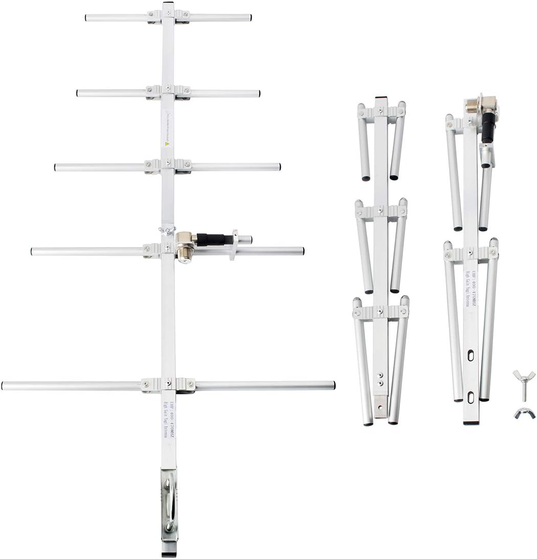 TWAYRDIO 9dBi Yagi Antenna UHF 400-470Mhz Foldable 5 Elements Directional Yagi for Baofeng Yaesu Kenwood Amateur Radio Scanner,GMRS Repeater System