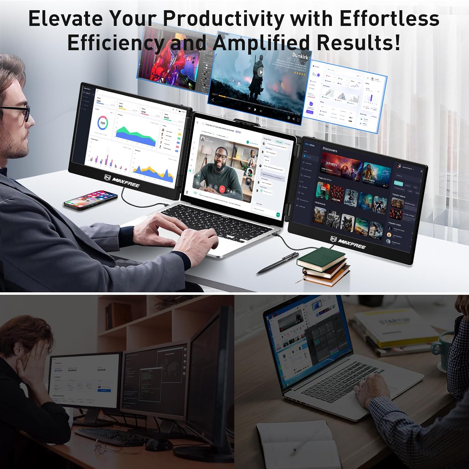 14" Laptop Screen Extender - FHD 1080P Laptop Monitor Extender Portable