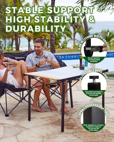 KingCamp Camping Table Folding Portable Table Aluminum Roll Up Lightweight Foldable Large Camp Table for Indoor Outdoor Picnic Backyard, 53.5"X27.5"