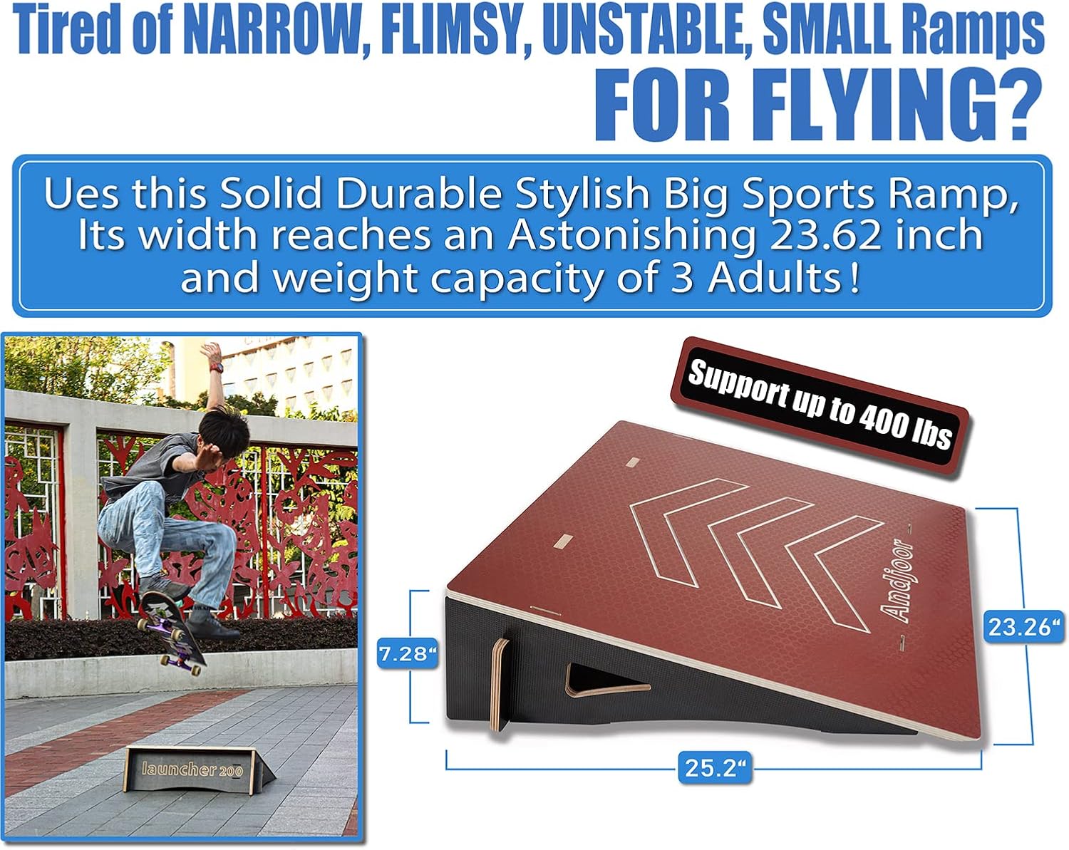 Andjoor Skateboard ramp Bike ramp Scooter ramp Skate ramp RC ramp BMX ramp RC car ramp Dirt Bike ramps for Kids Jumping