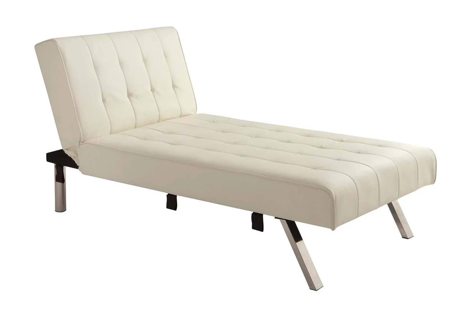 DHP Emily Sectional Futon Sofa Bed with Convertible Chaise Lounger, Modern Design with Sturdy Chrome Legs, Vanilla Faux Leather
