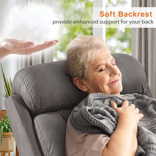 Small Power Lift Recliner for Elderly, Lift Chair Recliners, Electric Recliner Chairs for Seniors, Remote Control, Adjustable, Side Pocket (Navy Blue)