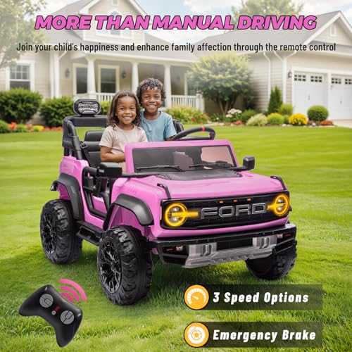 ENYOPRO 2 Seater Ride On Car for Kids, 24v Licensed Ford Bronco Raptor Electric Power Ride On Truck Toy with Remote Control