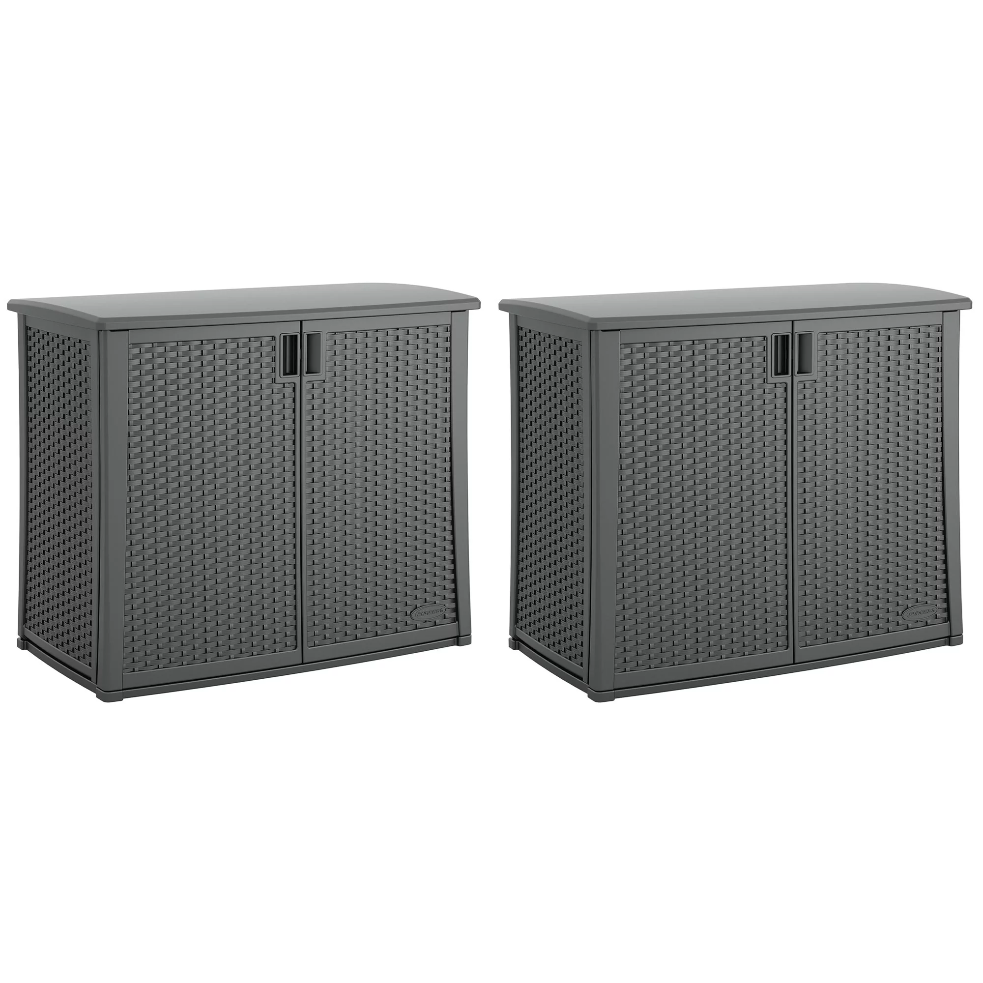Suncast Outdoor Cabinet Deck Storage Box with Adjustable Shelf, (2 Pack)