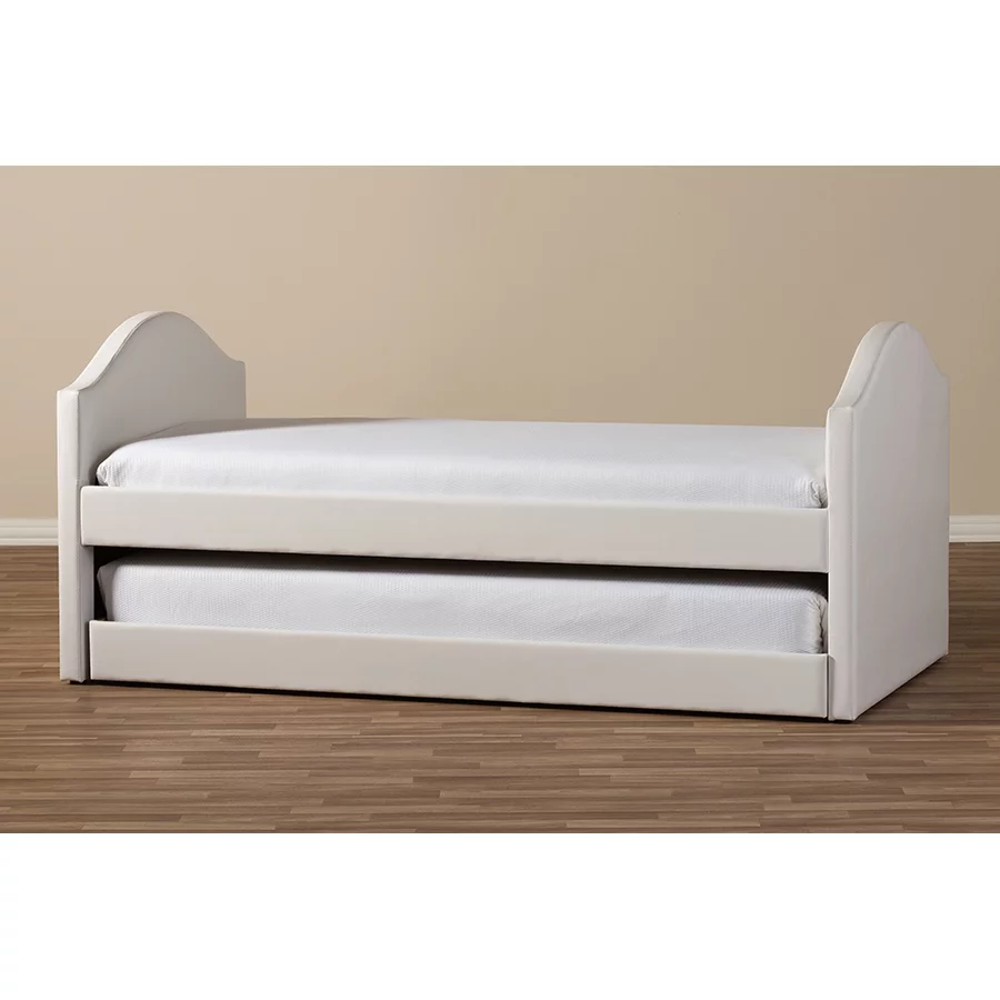 Baxton Studio Alessia Faux Leather Upholstered Daybed with Guest Trundle Bed, Multiple Colors