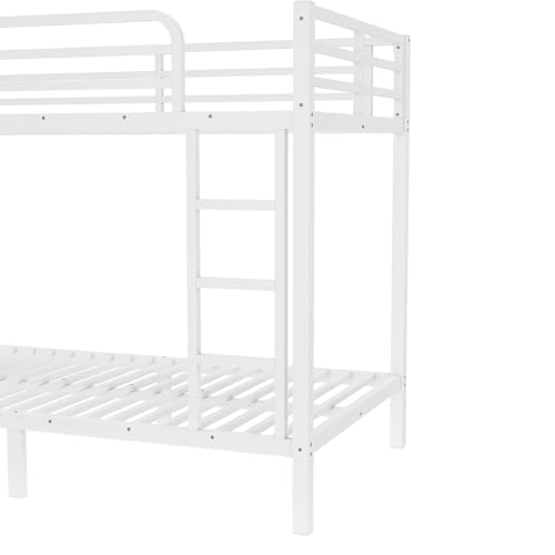 Heavy Duty Bunk Bed Frame with Ladder, Twin XL Over Twin XL Bunk Beds with Safety Guardrails, Adults Bunk Beds with Noise-Reducing Rubber Stoppers