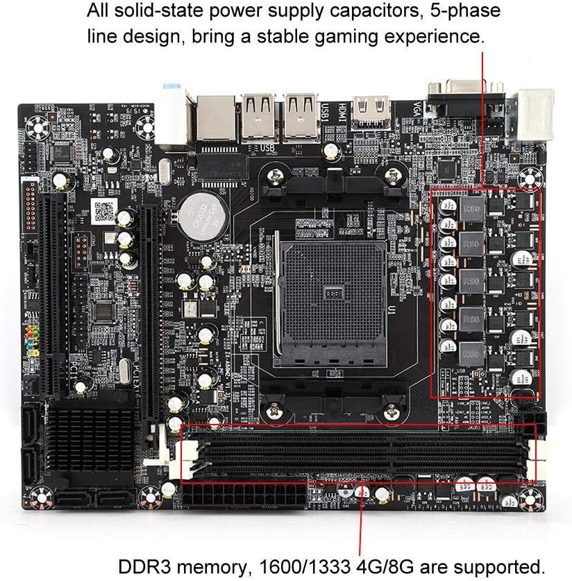for AMD DDR3 1333/1600/1866/2133MHz 4G/8G A88 Desktop Computer Motherboard,FM2/FM2+CPU Interface Mainboard,All Solid State 5-Phase Power Supply