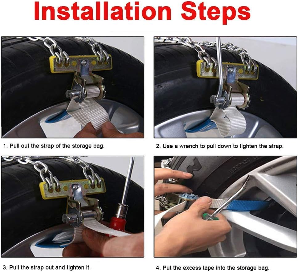 Riloer 10 Packs Car Snow Chains Emergency Anti Slip Tire Chains with Thickened Manganese Steel for Truck SUV in Snow, Ice