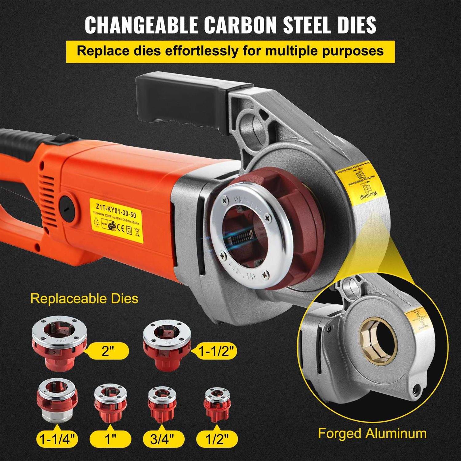 VEVOR Electric Pipe Threader 2300W Pipe Threading Machine Heavy-Duty Hand-Held Power Drive Kit - Shop Hardware Tools Online Store